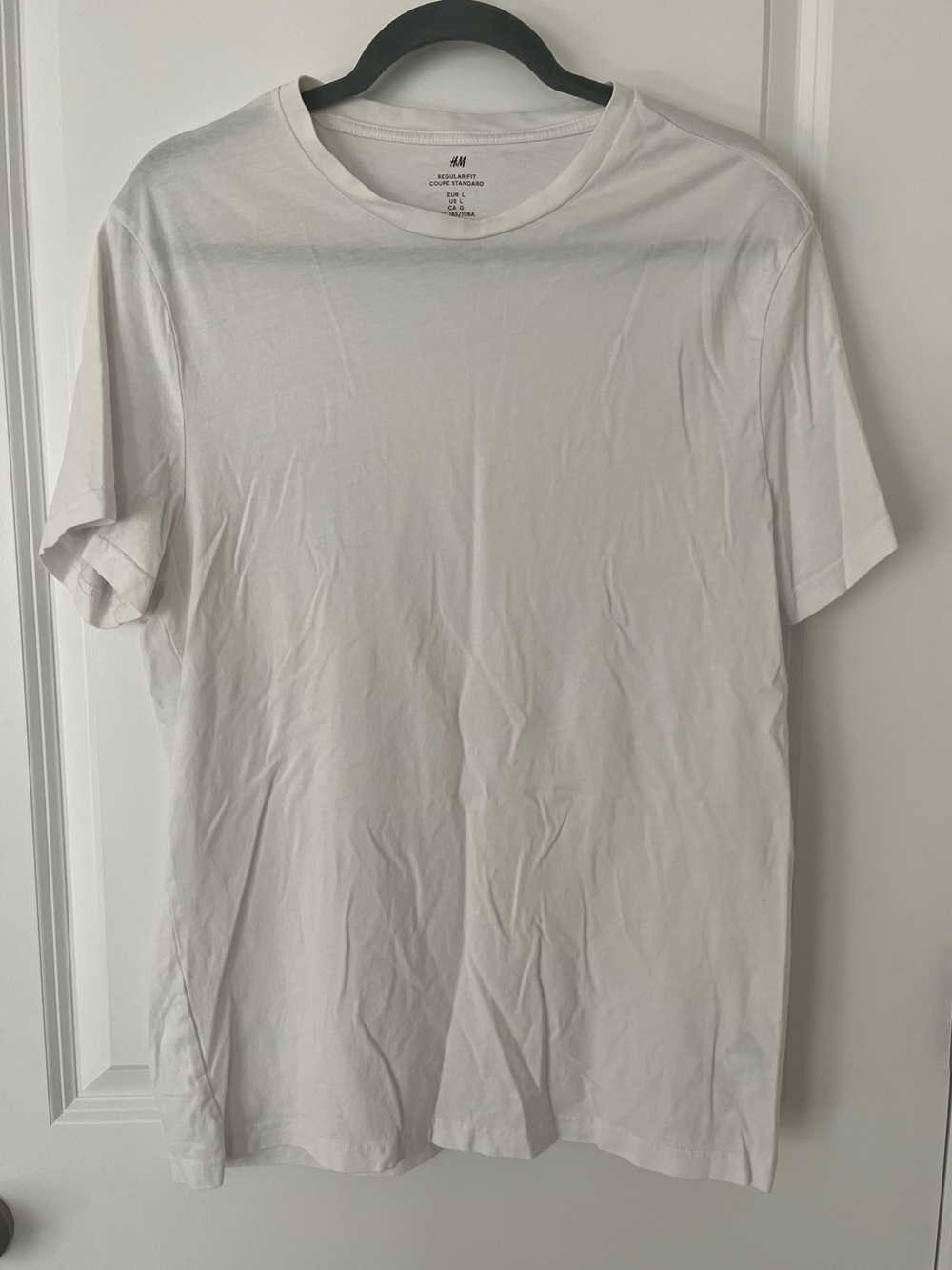 H&M Men’s Large White Basic Short Sleeve Tee